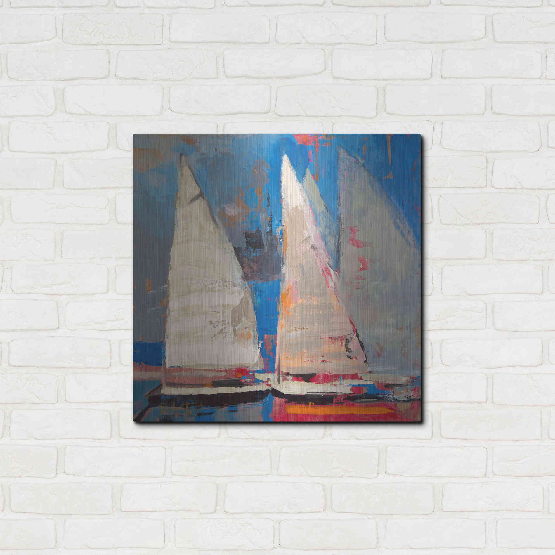 Luxe Metal Art 'Ghost Sailing' by Beth Forst, Metal Wall Art,24x24
