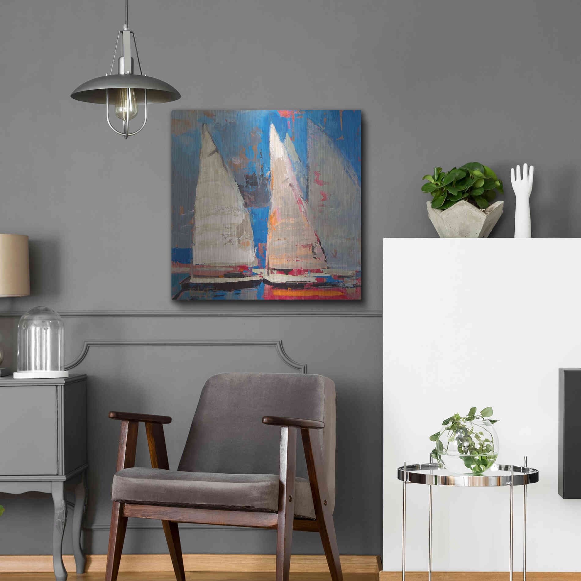 Luxe Metal Art 'Ghost Sailing' by Beth Forst, Metal Wall Art,24x24