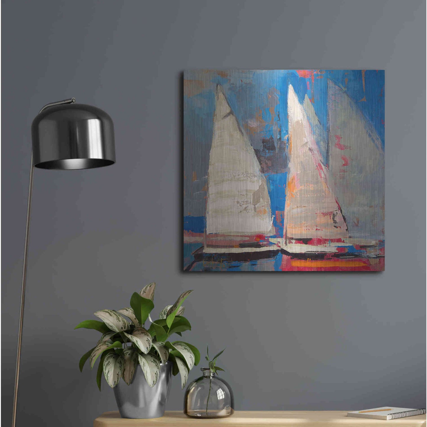 Luxe Metal Art 'Ghost Sailing' by Beth Forst, Metal Wall Art,24x24