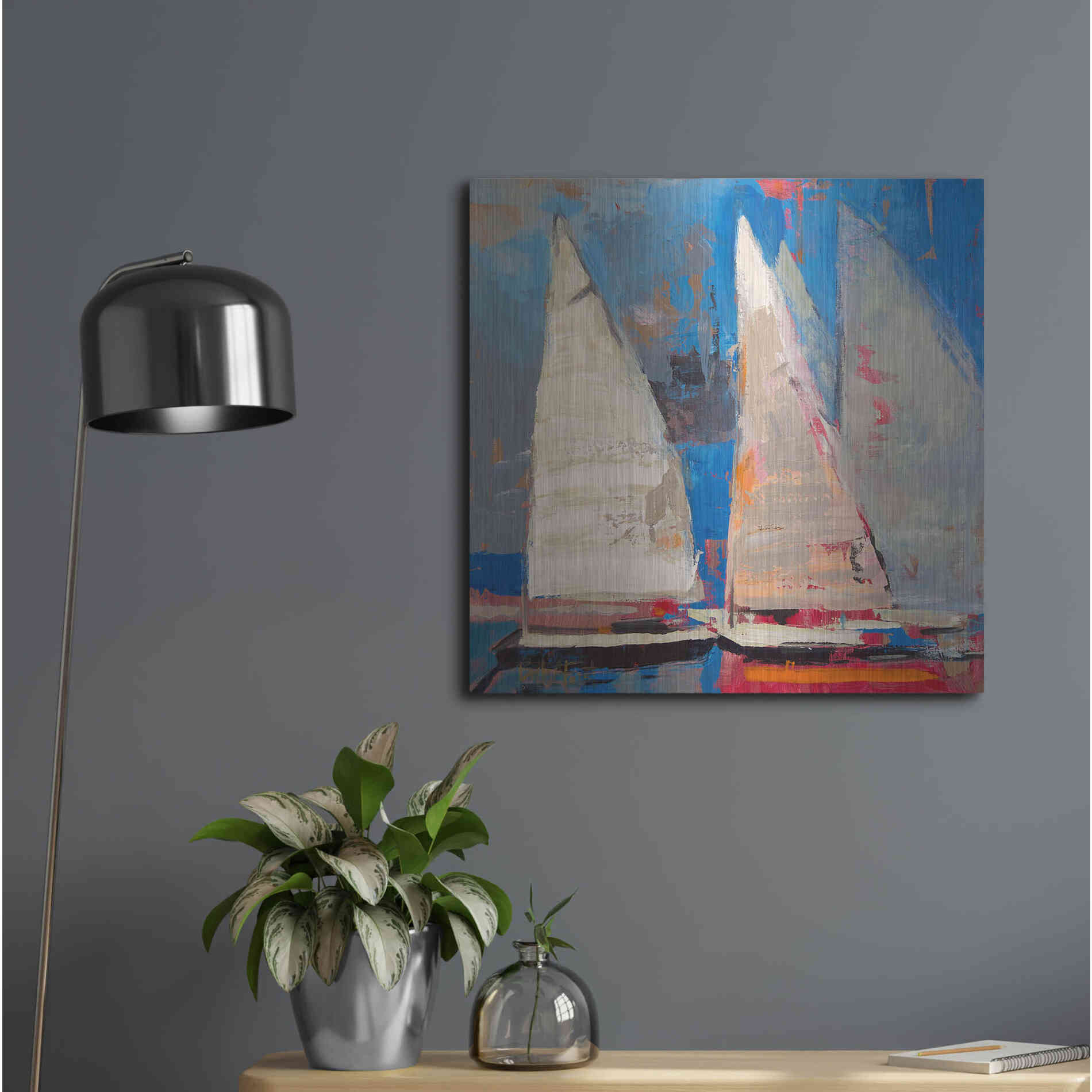 Luxe Metal Art 'Ghost Sailing' by Beth Forst, Metal Wall Art,24x24