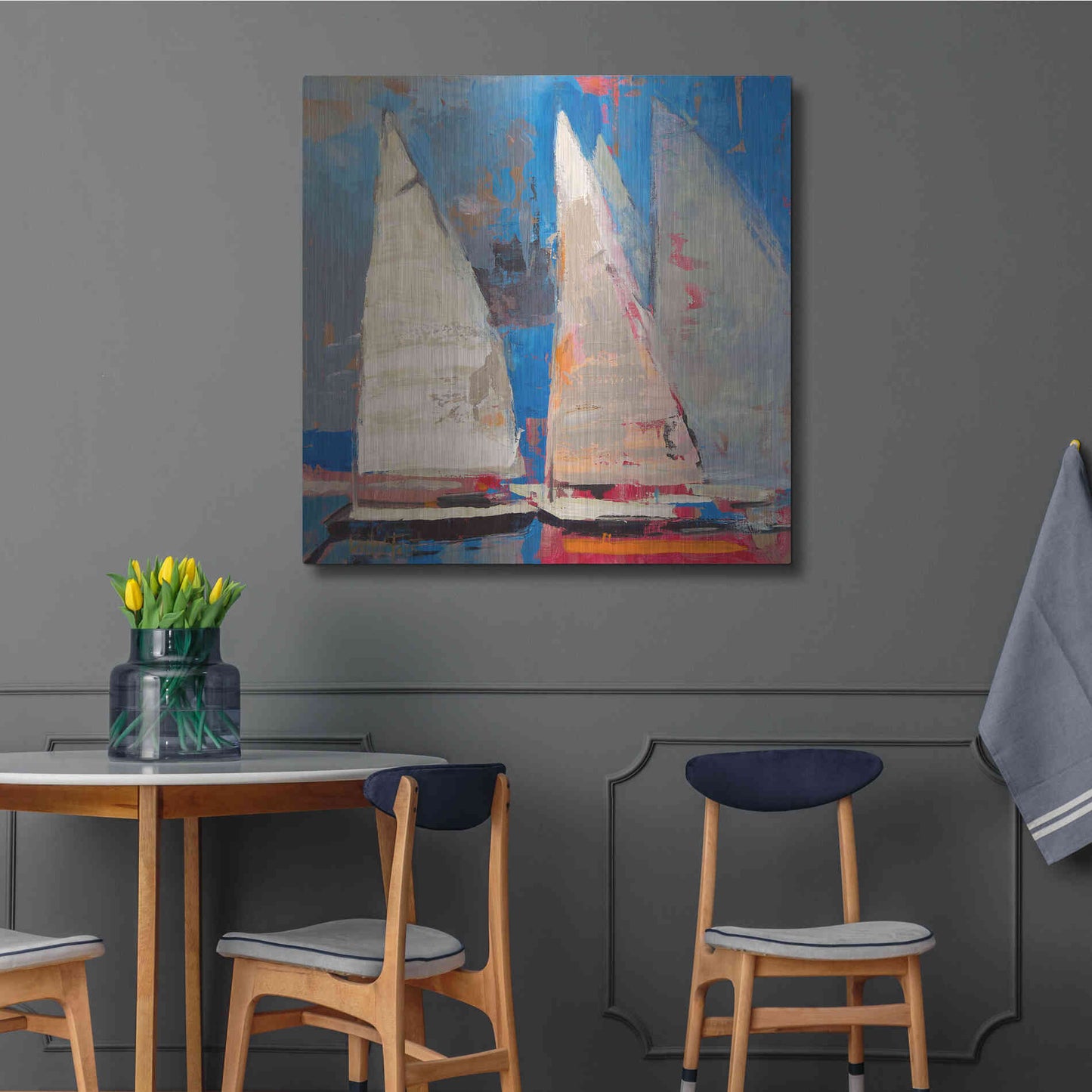 Luxe Metal Art 'Ghost Sailing' by Beth Forst, Metal Wall Art,36x36