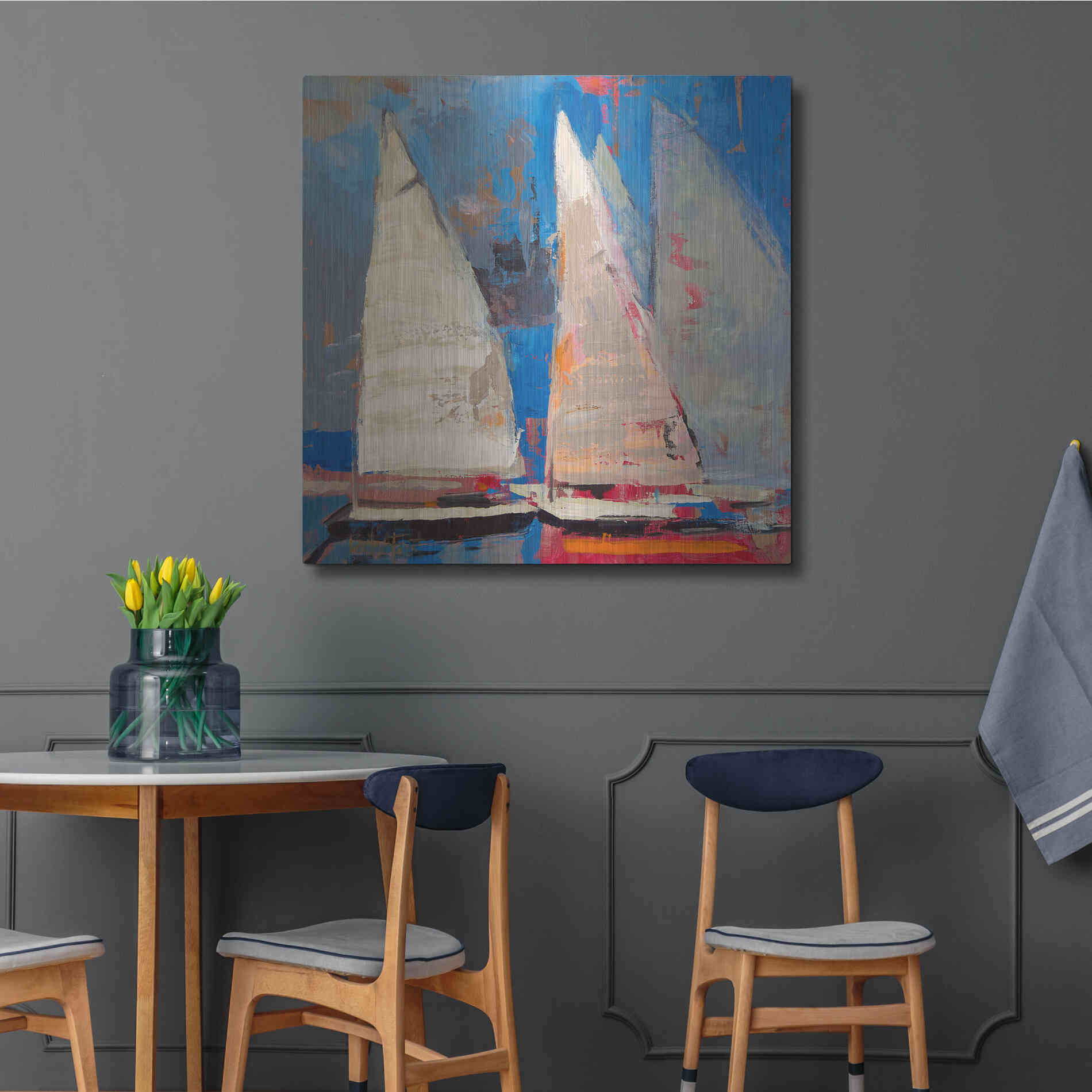 Luxe Metal Art 'Ghost Sailing' by Beth Forst, Metal Wall Art,36x36