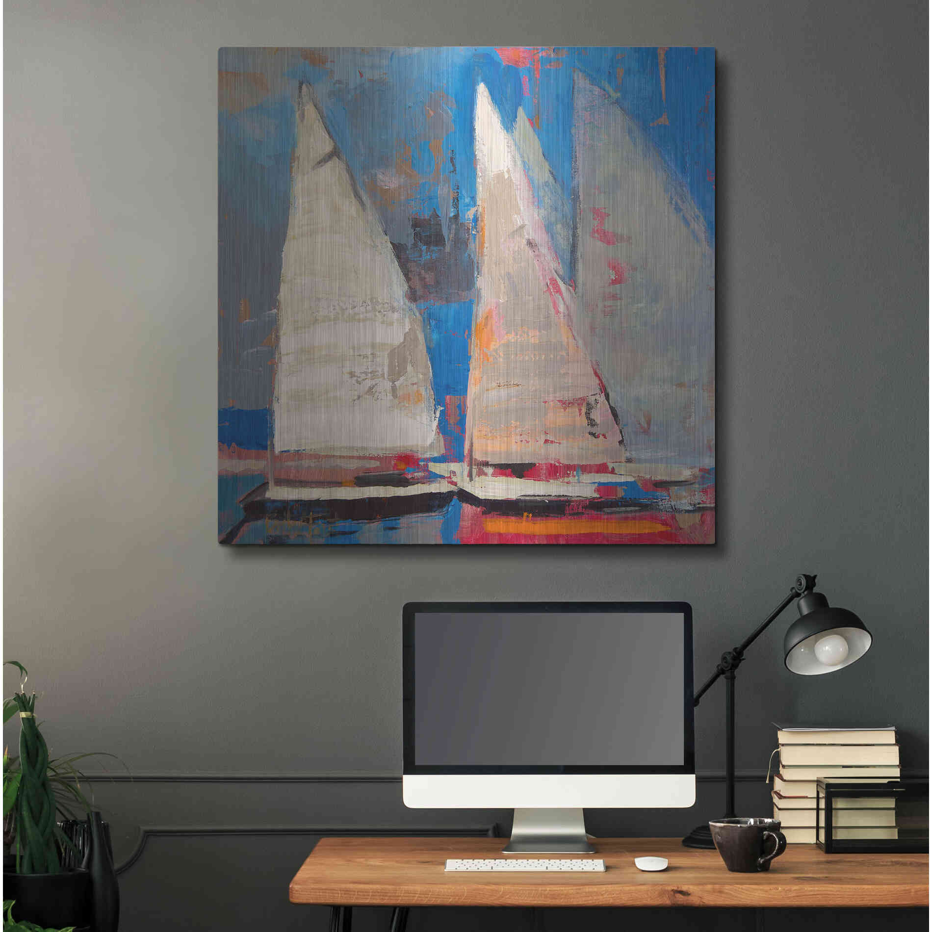 Luxe Metal Art 'Ghost Sailing' by Beth Forst, Metal Wall Art,36x36