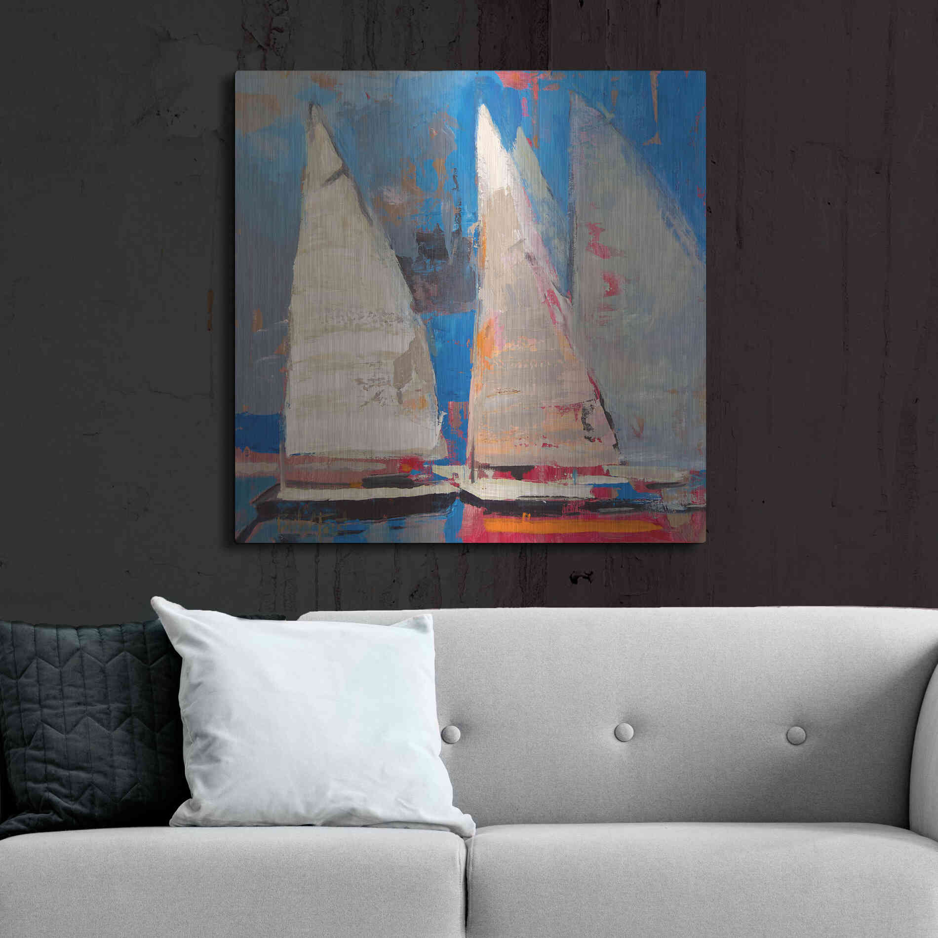 Luxe Metal Art 'Ghost Sailing' by Beth Forst, Metal Wall Art,36x36