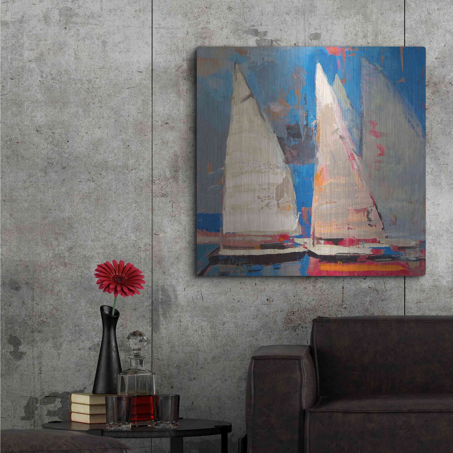 Luxe Metal Art 'Ghost Sailing' by Beth Forst, Metal Wall Art,36x36