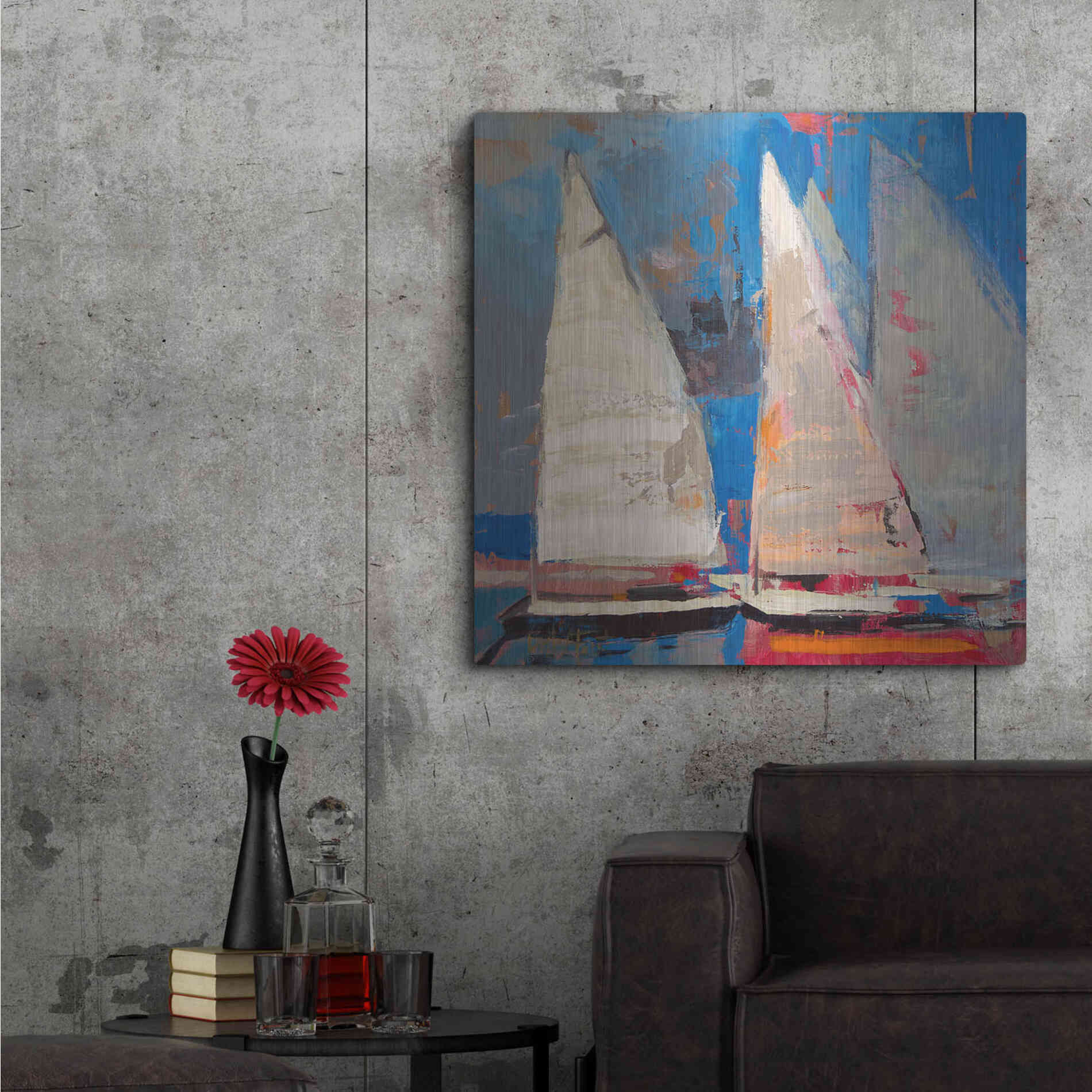Luxe Metal Art 'Ghost Sailing' by Beth Forst, Metal Wall Art,36x36