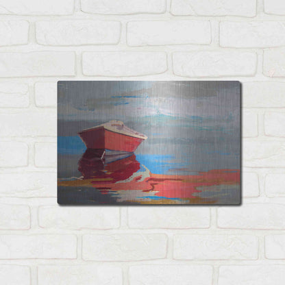 Luxe Metal Art 'Red Boat Rhythm' by Beth Forst, Metal Wall Art,16x12
