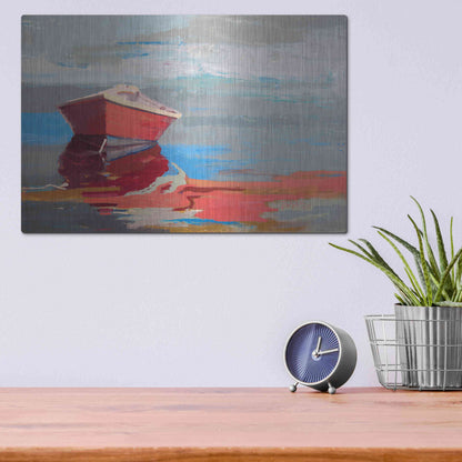 Luxe Metal Art 'Red Boat Rhythm' by Beth Forst, Metal Wall Art,16x12