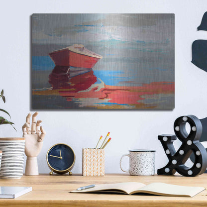 Luxe Metal Art 'Red Boat Rhythm' by Beth Forst, Metal Wall Art,16x12