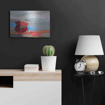 Luxe Metal Art 'Red Boat Rhythm' by Beth Forst, Metal Wall Art,24x16