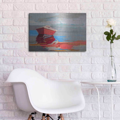 Luxe Metal Art 'Red Boat Rhythm' by Beth Forst, Metal Wall Art,24x16