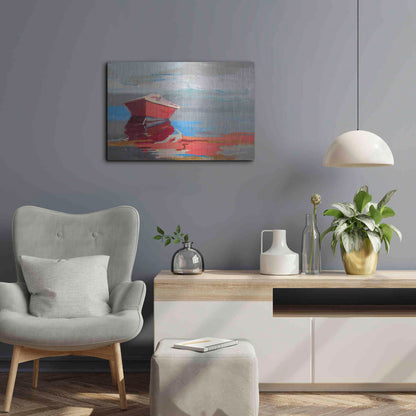 Luxe Metal Art 'Red Boat Rhythm' by Beth Forst, Metal Wall Art,24x16