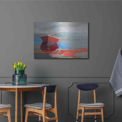 Luxe Metal Art 'Red Boat Rhythm' by Beth Forst, Metal Wall Art,36x24