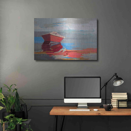 Luxe Metal Art 'Red Boat Rhythm' by Beth Forst, Metal Wall Art,36x24