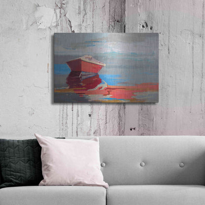 Luxe Metal Art 'Red Boat Rhythm' by Beth Forst, Metal Wall Art,36x24