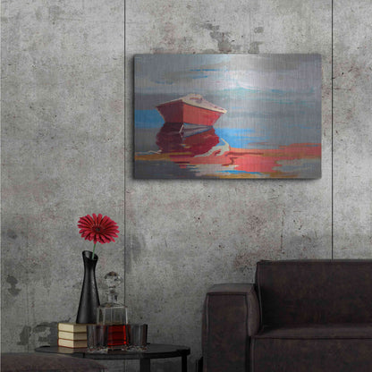 Luxe Metal Art 'Red Boat Rhythm' by Beth Forst, Metal Wall Art,36x24