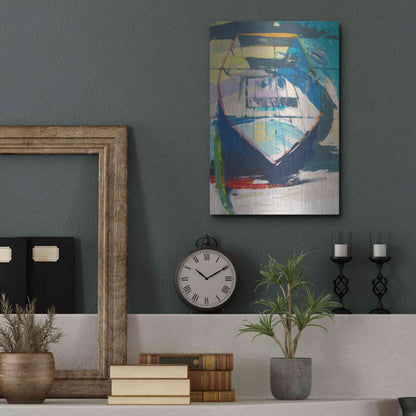 Luxe Metal Art 'Red Green Skiff' by Beth Forst, Metal Wall Art,12x16