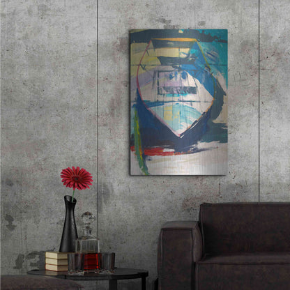 Luxe Metal Art 'Red Green Skiff' by Beth Forst, Metal Wall Art,24x36