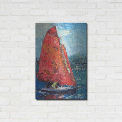 Luxe Metal Art 'Red Sail' by Beth Forst, Metal Wall Art,24x36