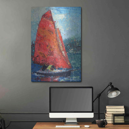 Luxe Metal Art 'Red Sail' by Beth Forst, Metal Wall Art,24x36