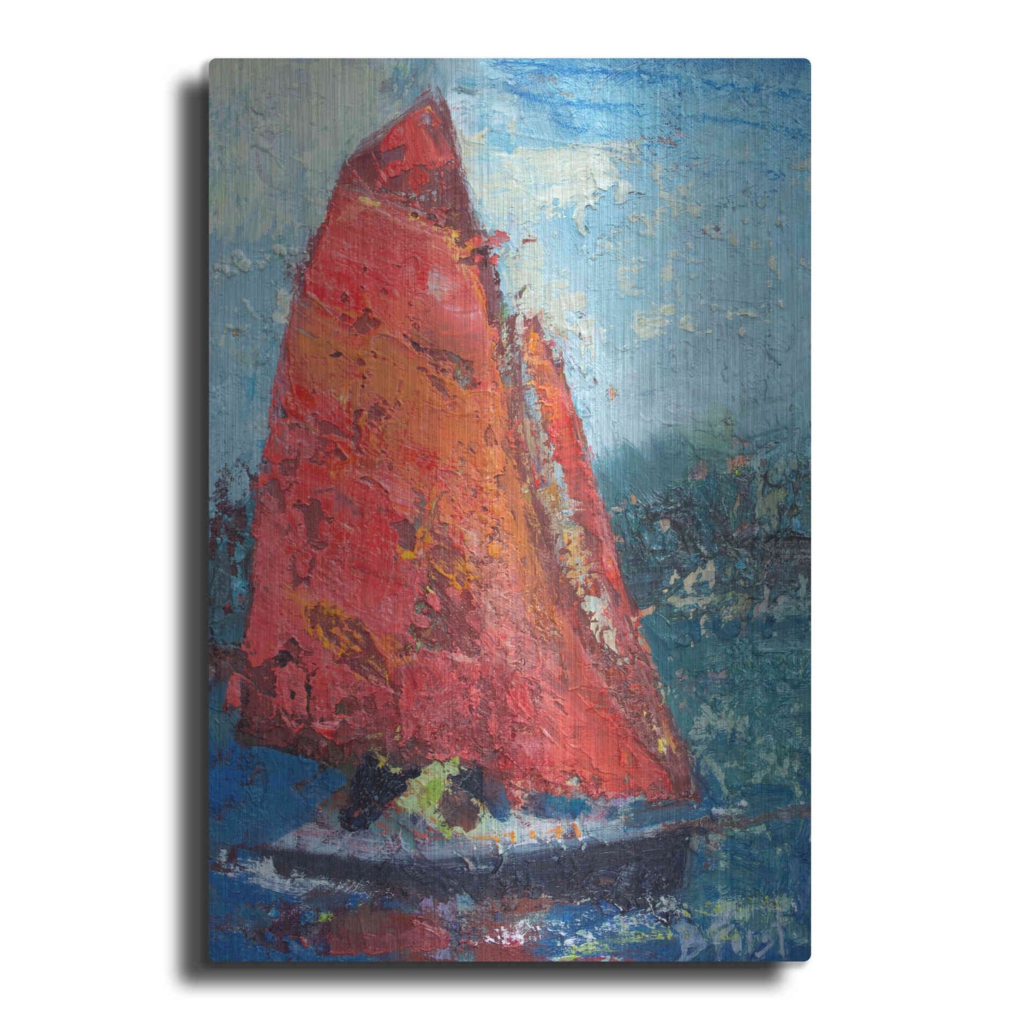 Luxe Metal Art 'Red Sail' by Beth Forst, Metal Wall Art