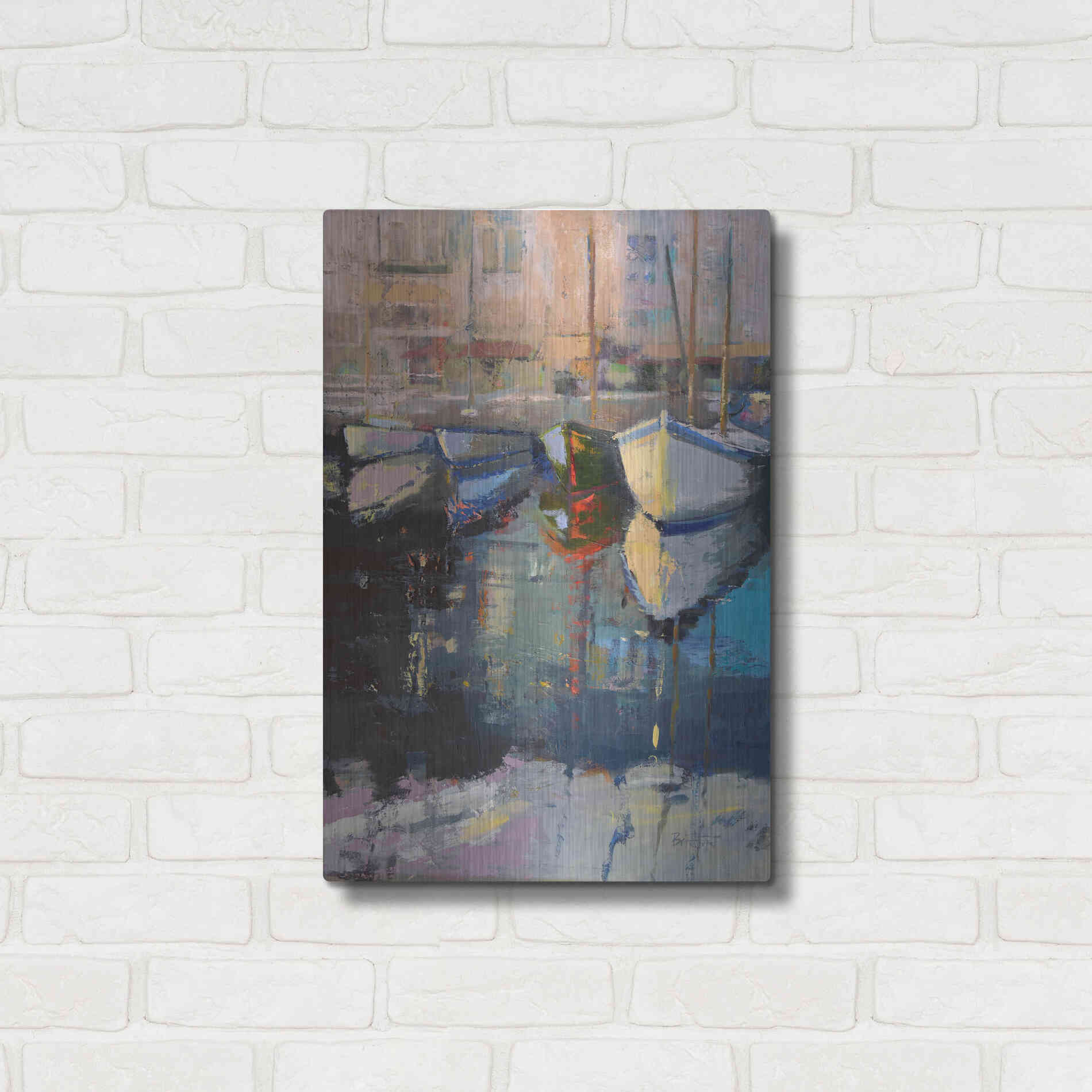 Luxe Metal Art 'Valencia Boats' by Beth Forst, Metal Wall Art,16x24