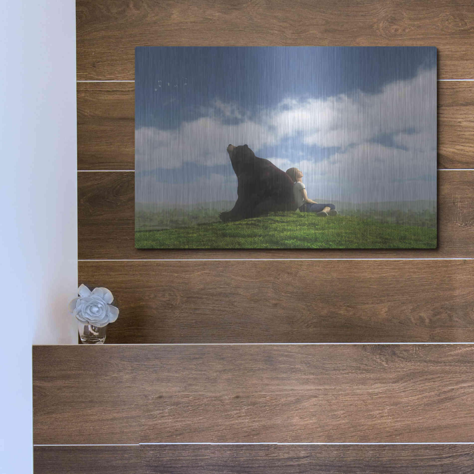 Luxe Metal Art 'Cloud Watchers' by Cynthia Decker, Metal Wall Art,16x12