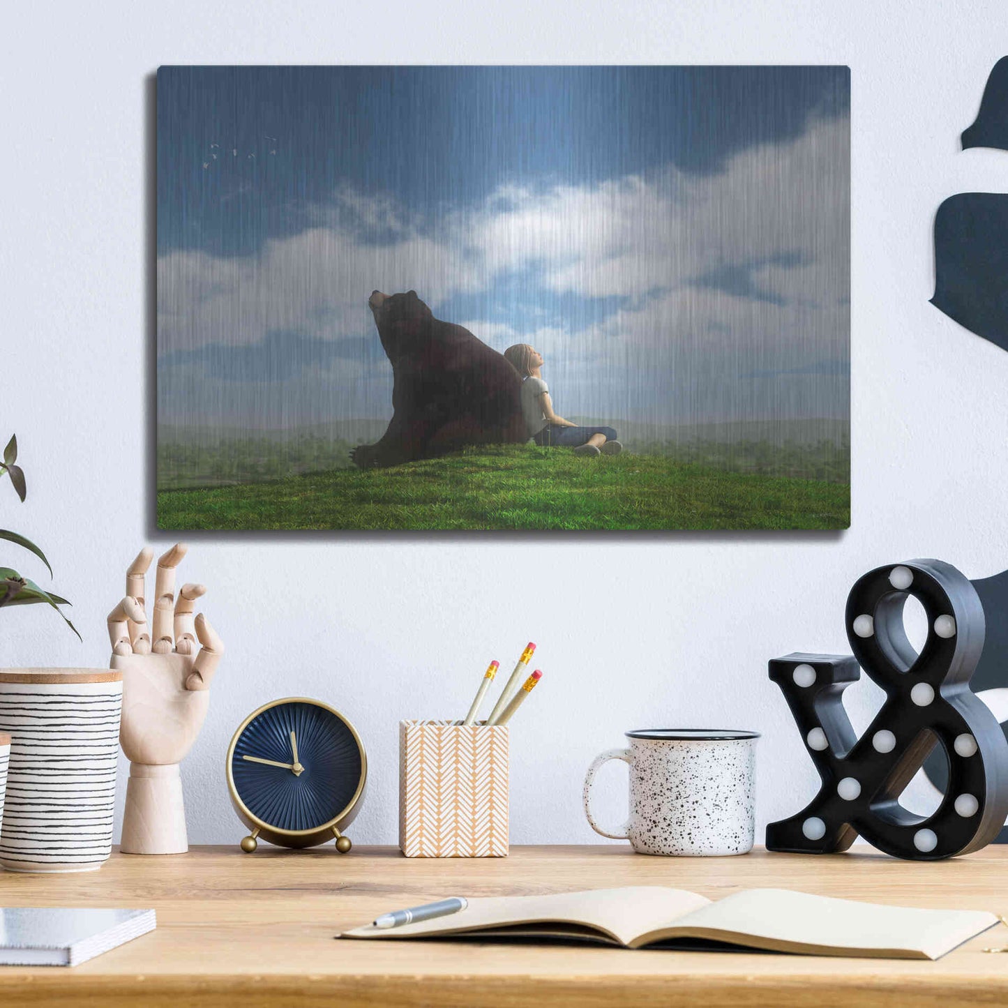 Luxe Metal Art 'Cloud Watchers' by Cynthia Decker, Metal Wall Art,16x12