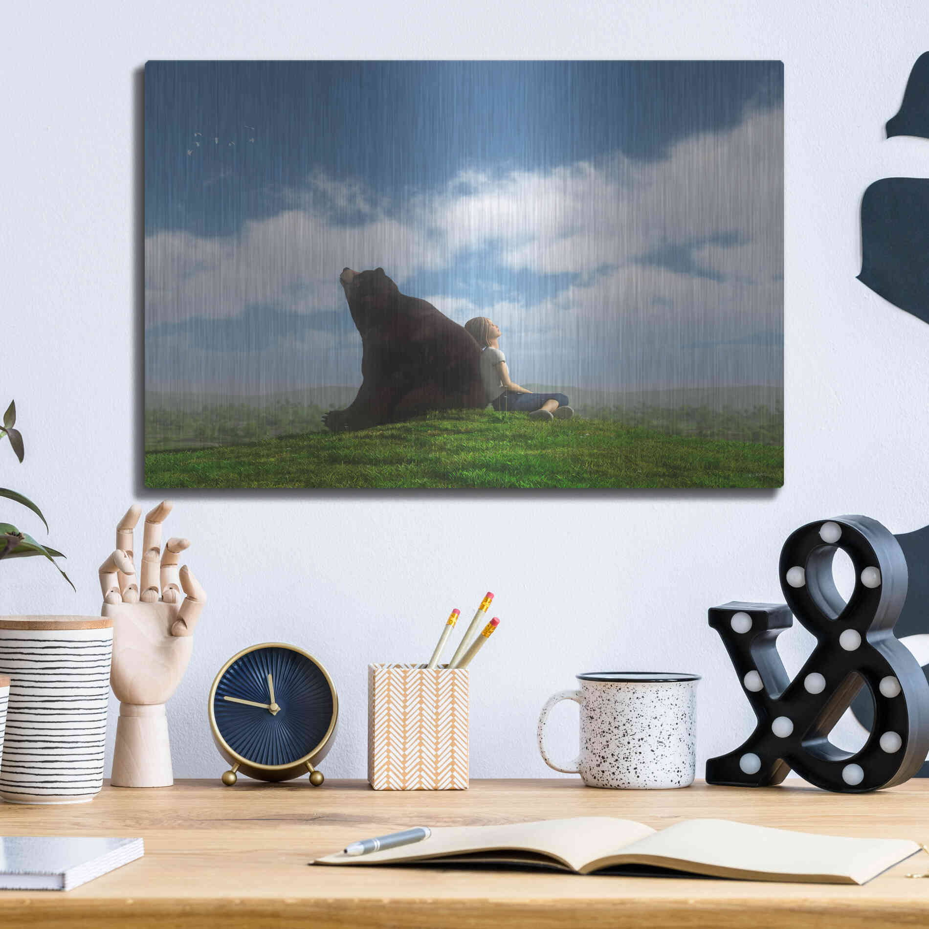 Luxe Metal Art 'Cloud Watchers' by Cynthia Decker, Metal Wall Art,16x12