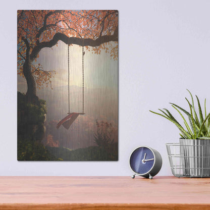 Luxe Metal Art 'Tree Swing' by Cynthia Decker, Metal Wall Art,12x16