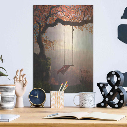 Luxe Metal Art 'Tree Swing' by Cynthia Decker, Metal Wall Art,12x16
