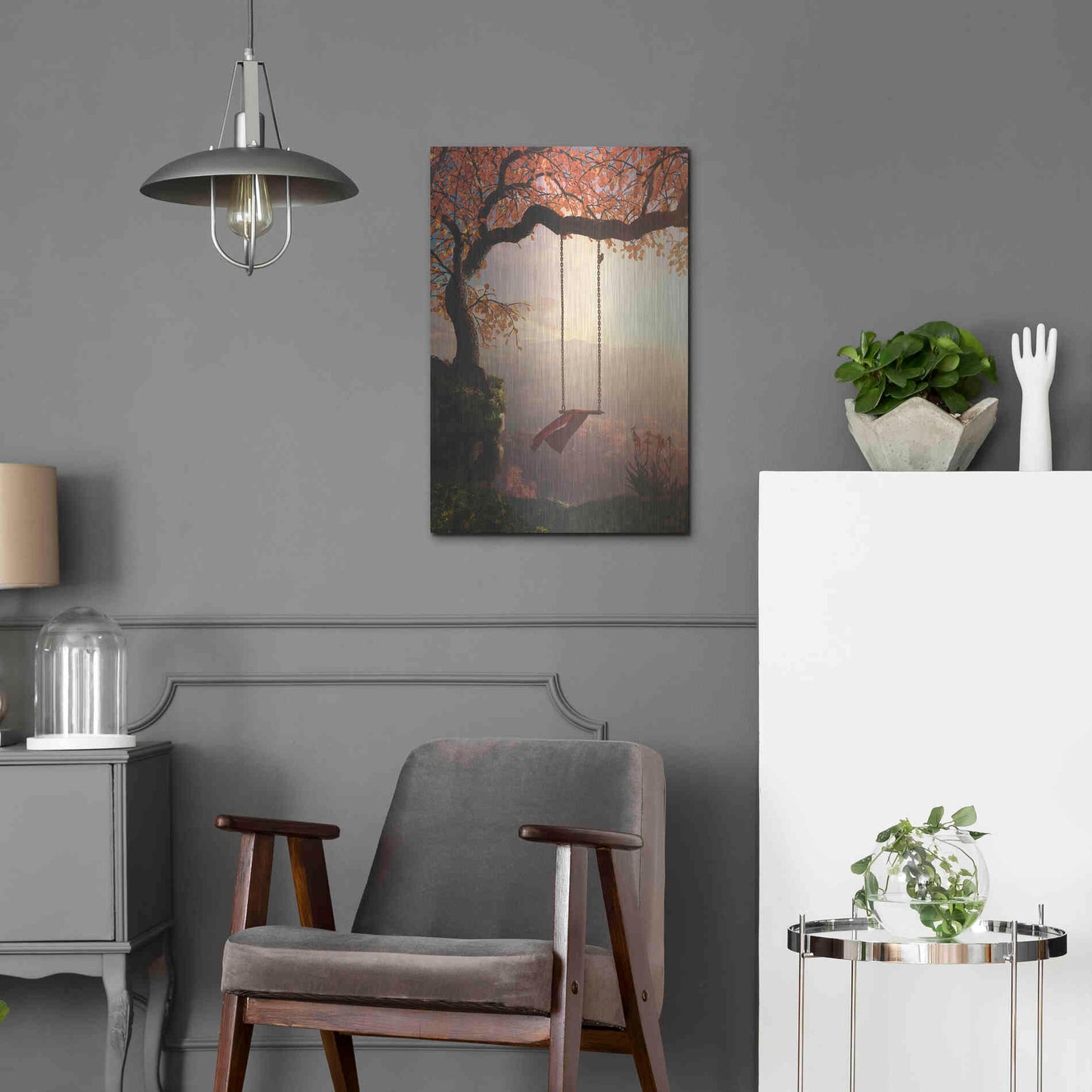 Luxe Metal Art 'Tree Swing' by Cynthia Decker, Metal Wall Art,16x24