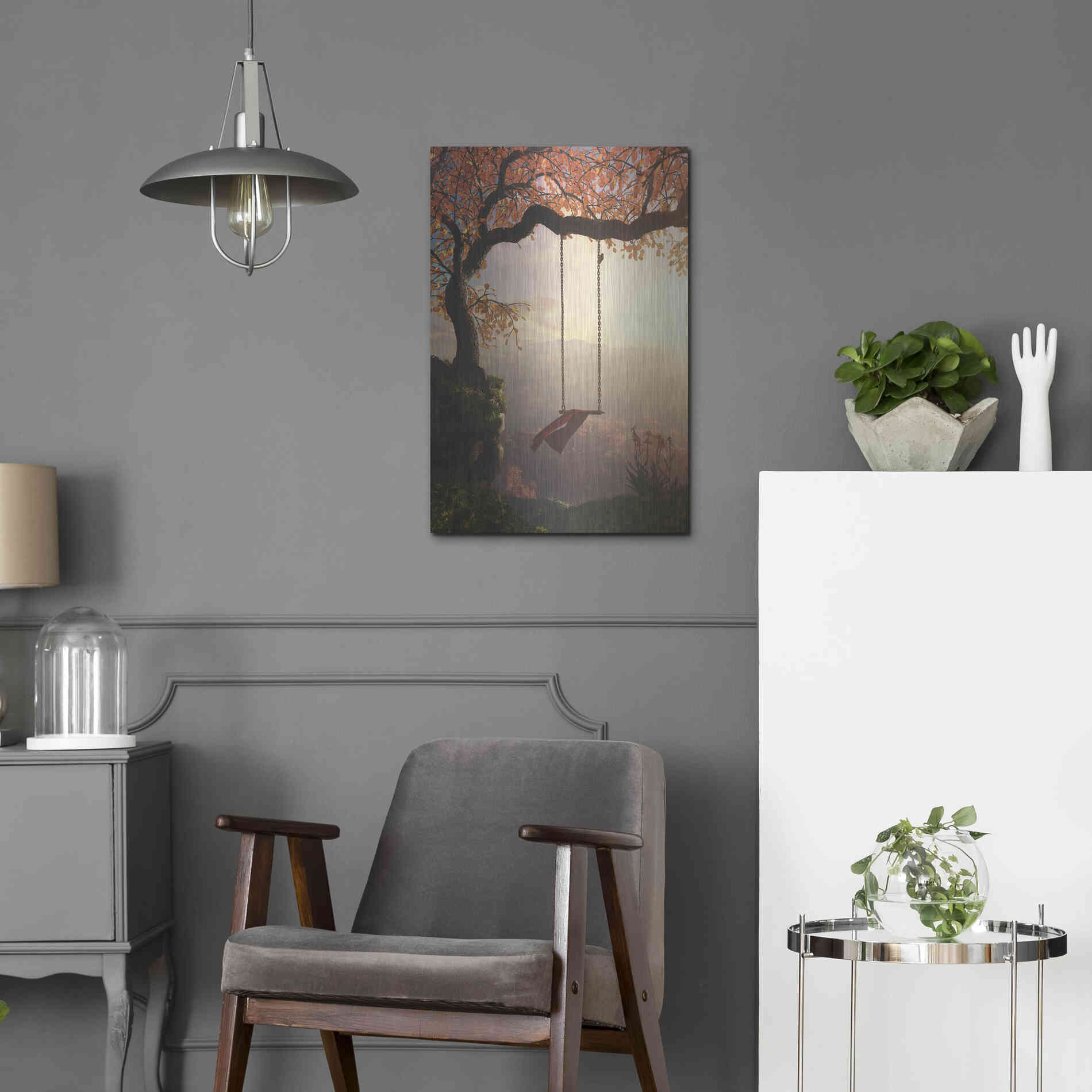 Luxe Metal Art 'Tree Swing' by Cynthia Decker, Metal Wall Art,16x24