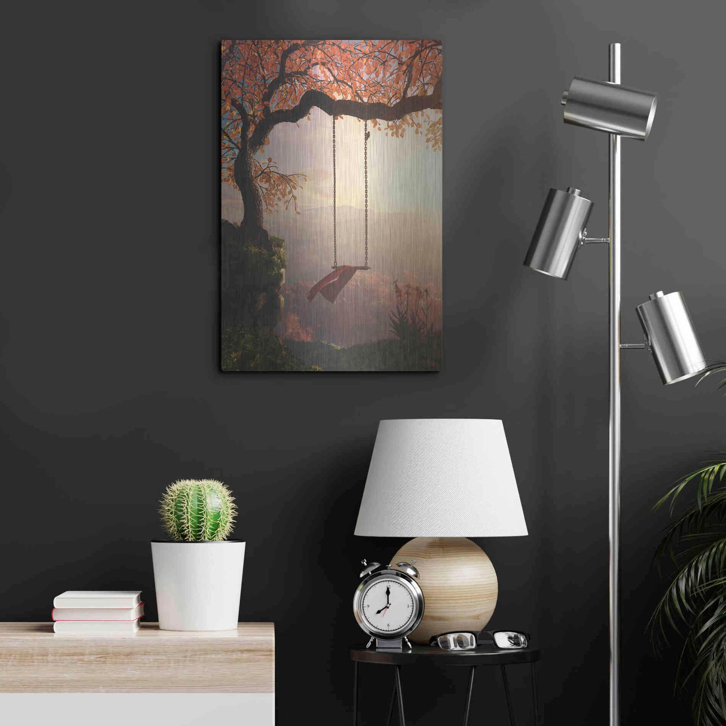 Luxe Metal Art 'Tree Swing' by Cynthia Decker, Metal Wall Art,16x24