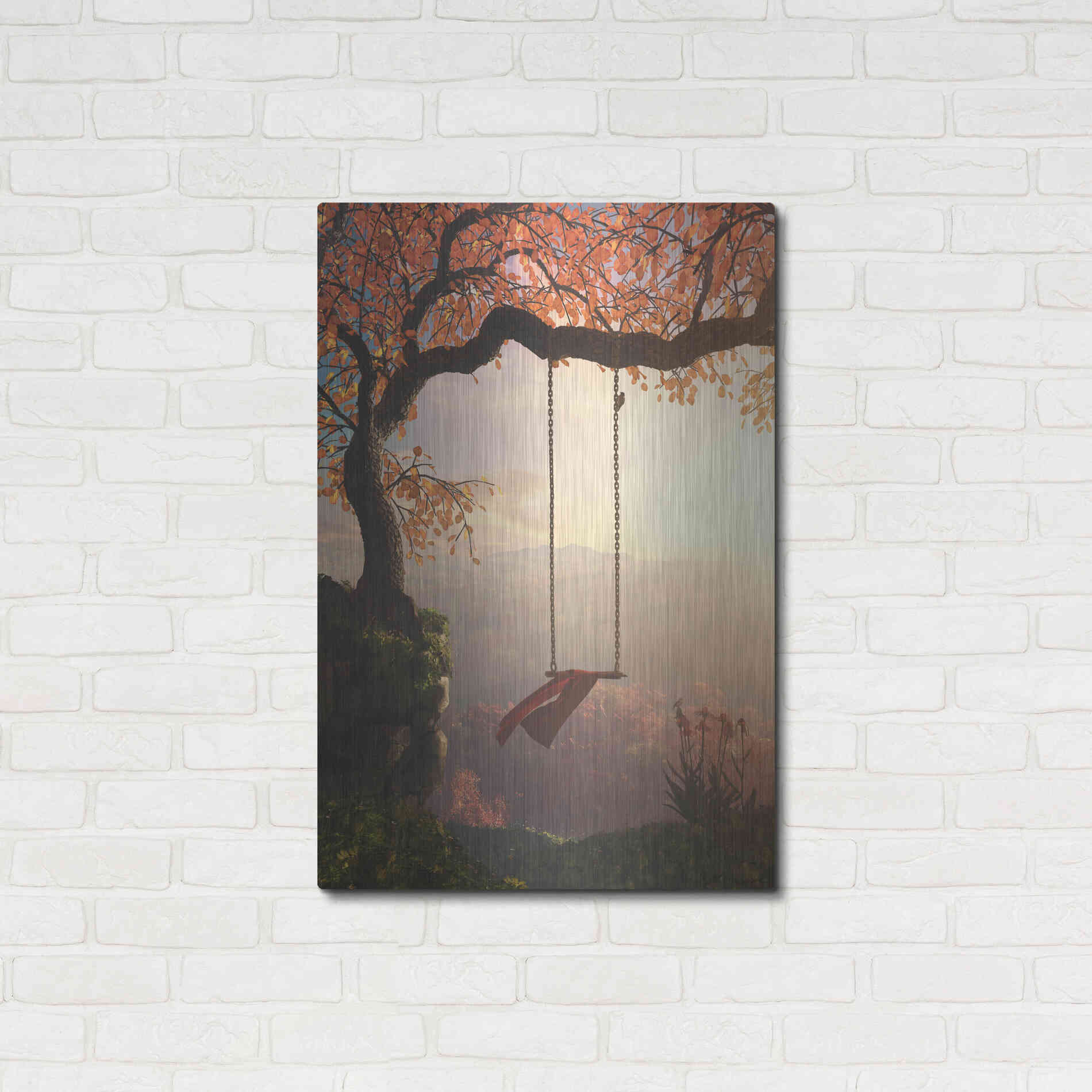 Luxe Metal Art 'Tree Swing' by Cynthia Decker, Metal Wall Art,24x36