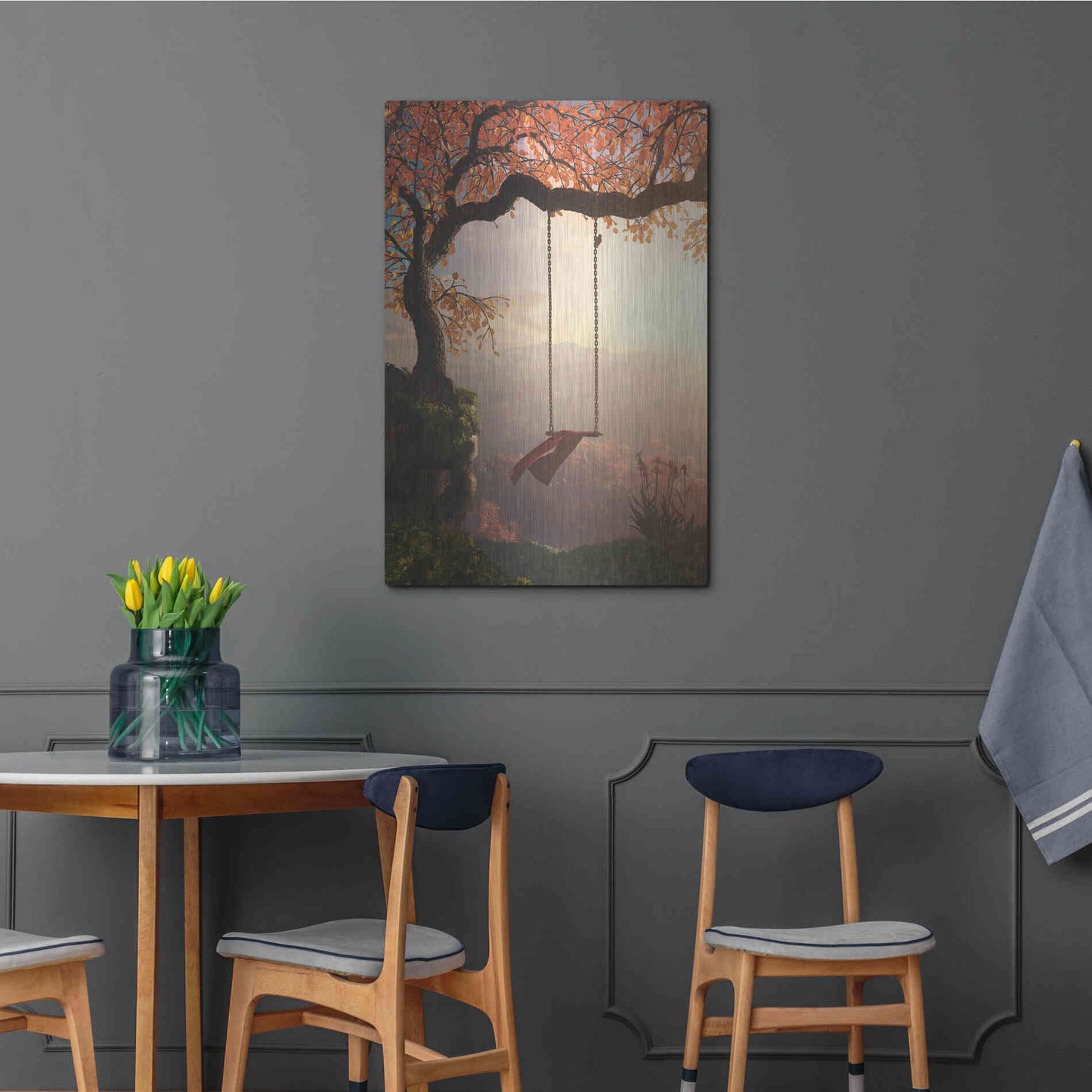 Luxe Metal Art 'Tree Swing' by Cynthia Decker, Metal Wall Art,24x36