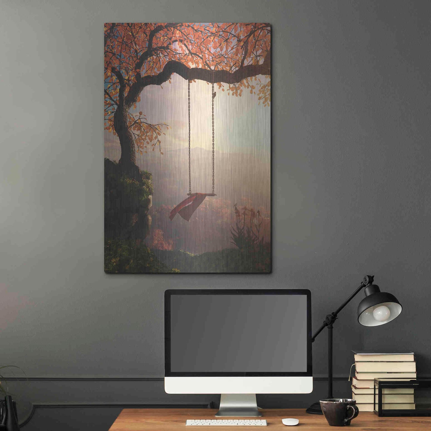 Luxe Metal Art 'Tree Swing' by Cynthia Decker, Metal Wall Art,24x36