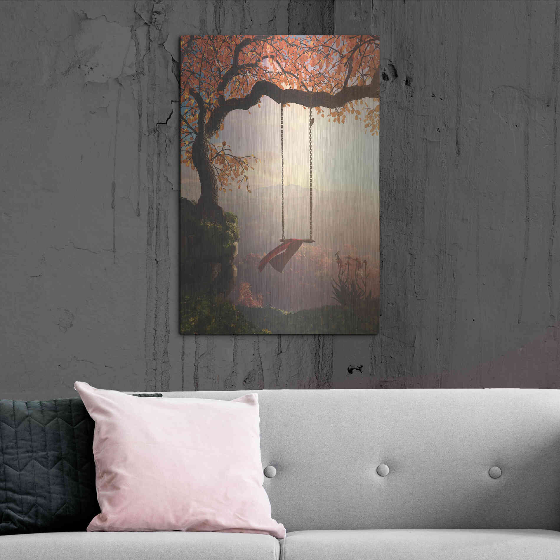 Luxe Metal Art 'Tree Swing' by Cynthia Decker, Metal Wall Art,24x36