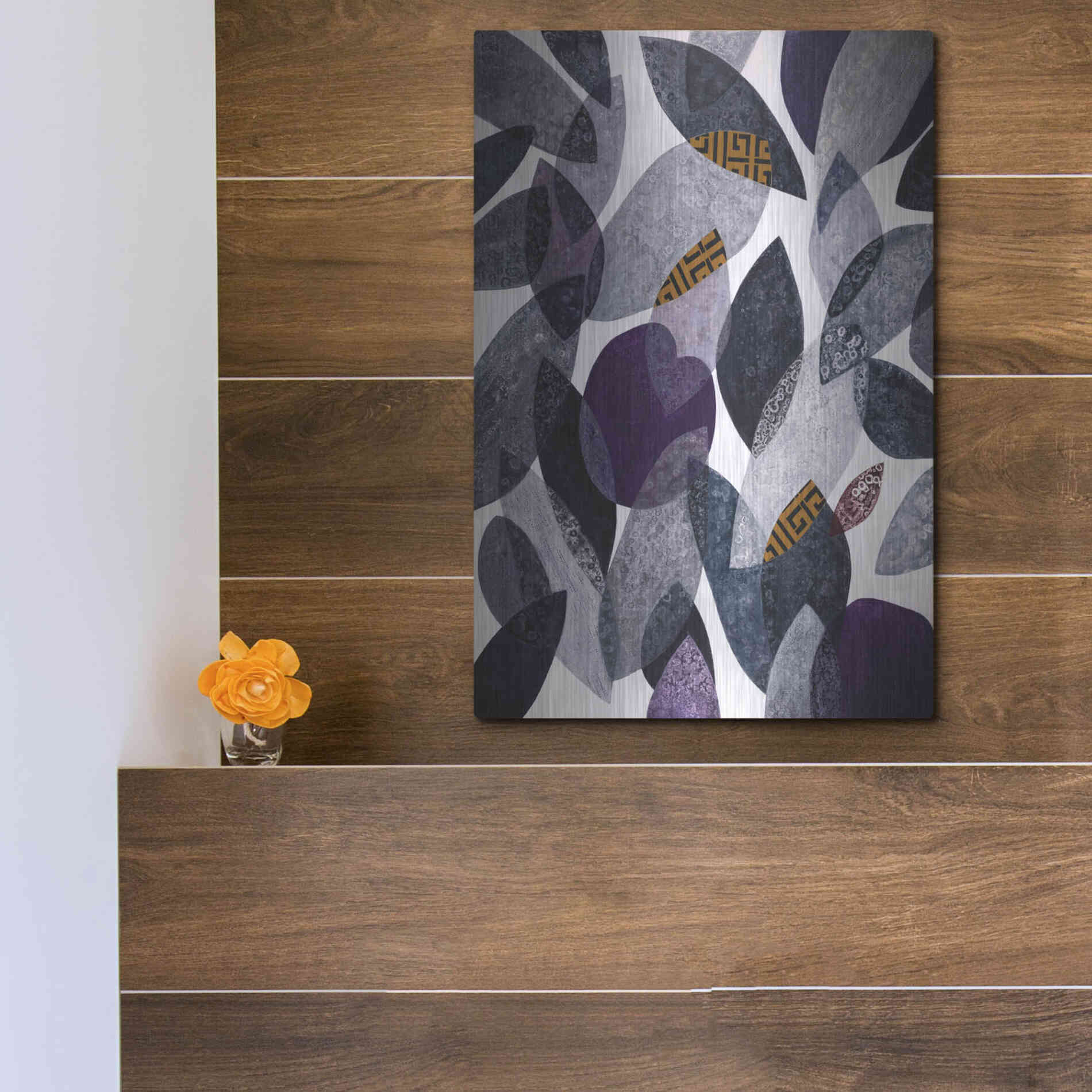 Luxe Metal Art 'Hojas Petreas I' by Daniela Fedele, Metal Wall Art,12x16
