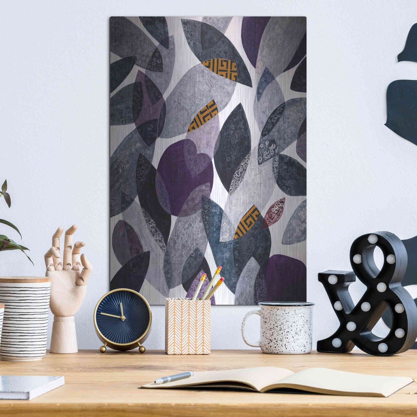 Luxe Metal Art 'Hojas Petreas I' by Daniela Fedele, Metal Wall Art,12x16