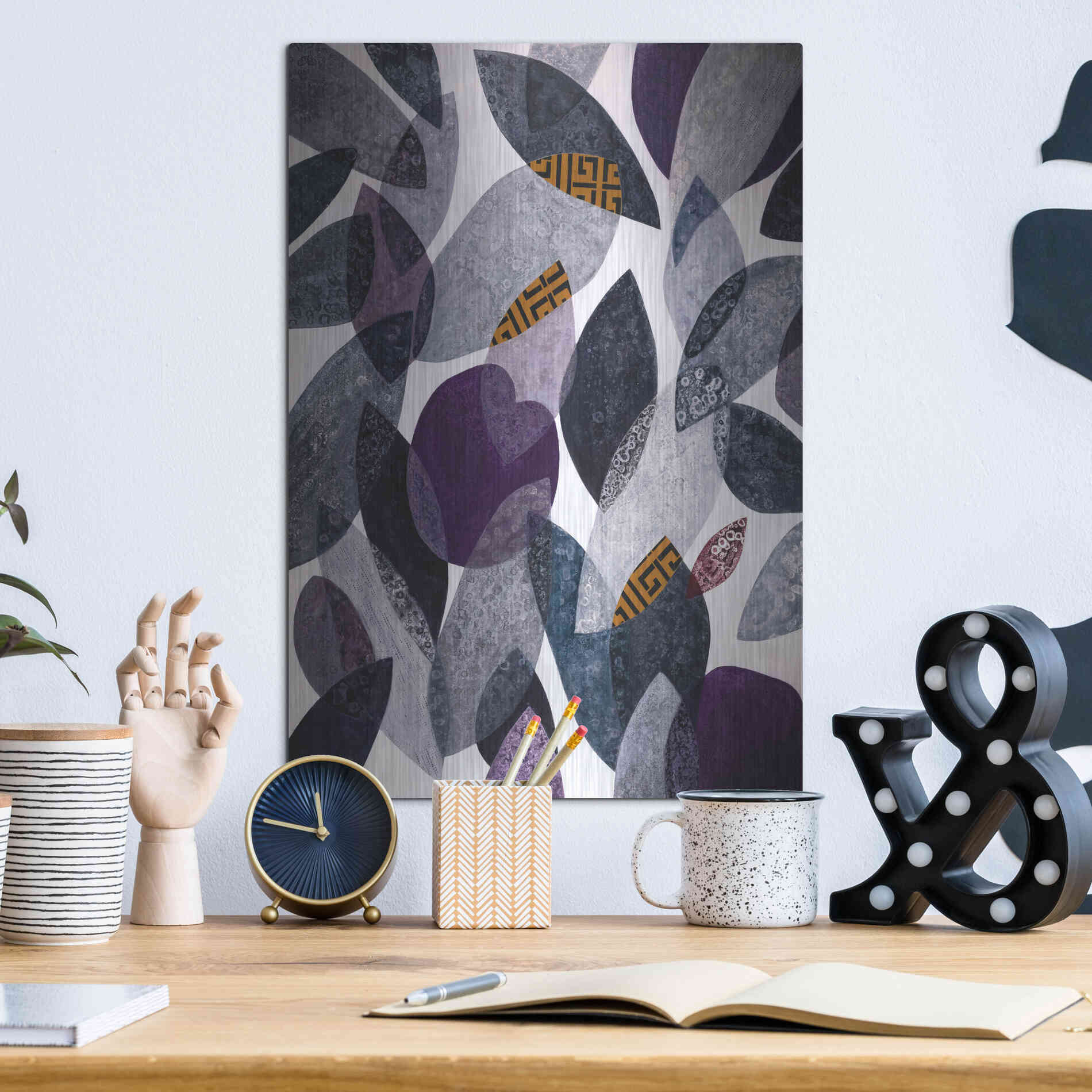 Luxe Metal Art 'Hojas Petreas I' by Daniela Fedele, Metal Wall Art,12x16