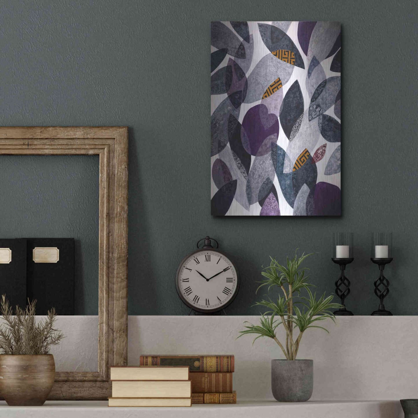 Luxe Metal Art 'Hojas Petreas I' by Daniela Fedele, Metal Wall Art,12x16