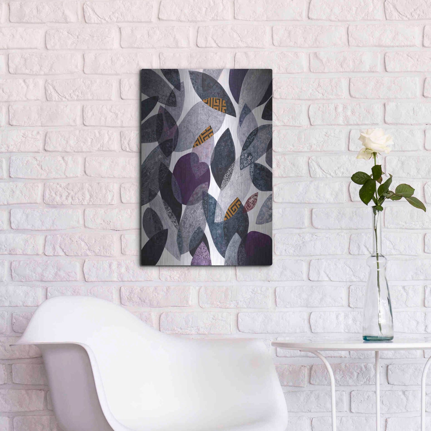 Luxe Metal Art 'Hojas Petreas I' by Daniela Fedele, Metal Wall Art,16x24