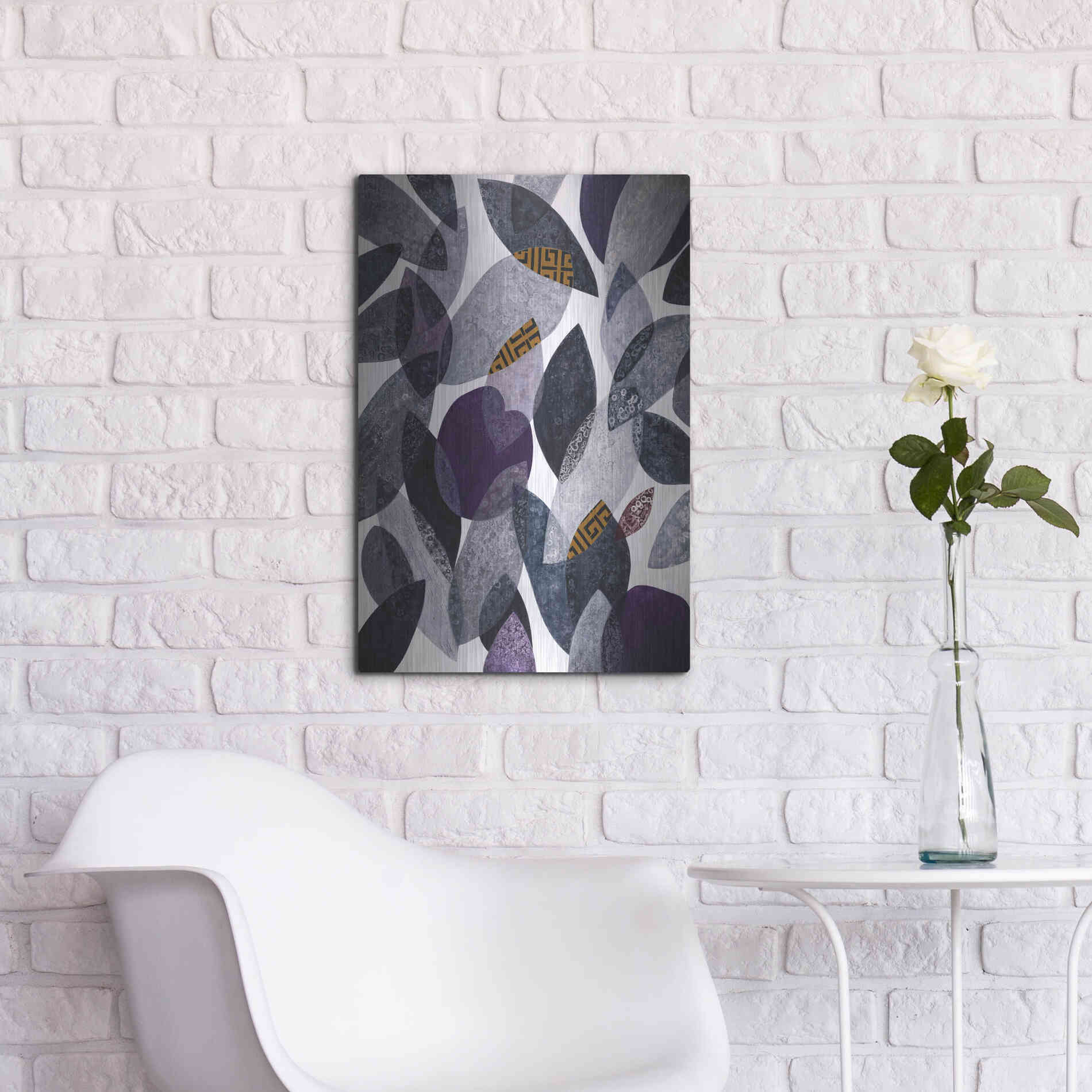 Luxe Metal Art 'Hojas Petreas I' by Daniela Fedele, Metal Wall Art,16x24