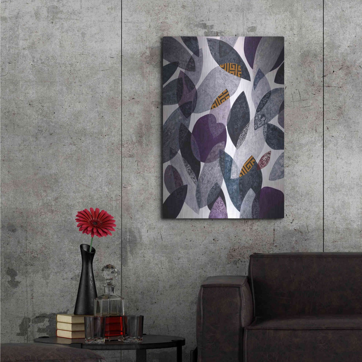 Luxe Metal Art 'Hojas Petreas I' by Daniela Fedele, Metal Wall Art,24x36