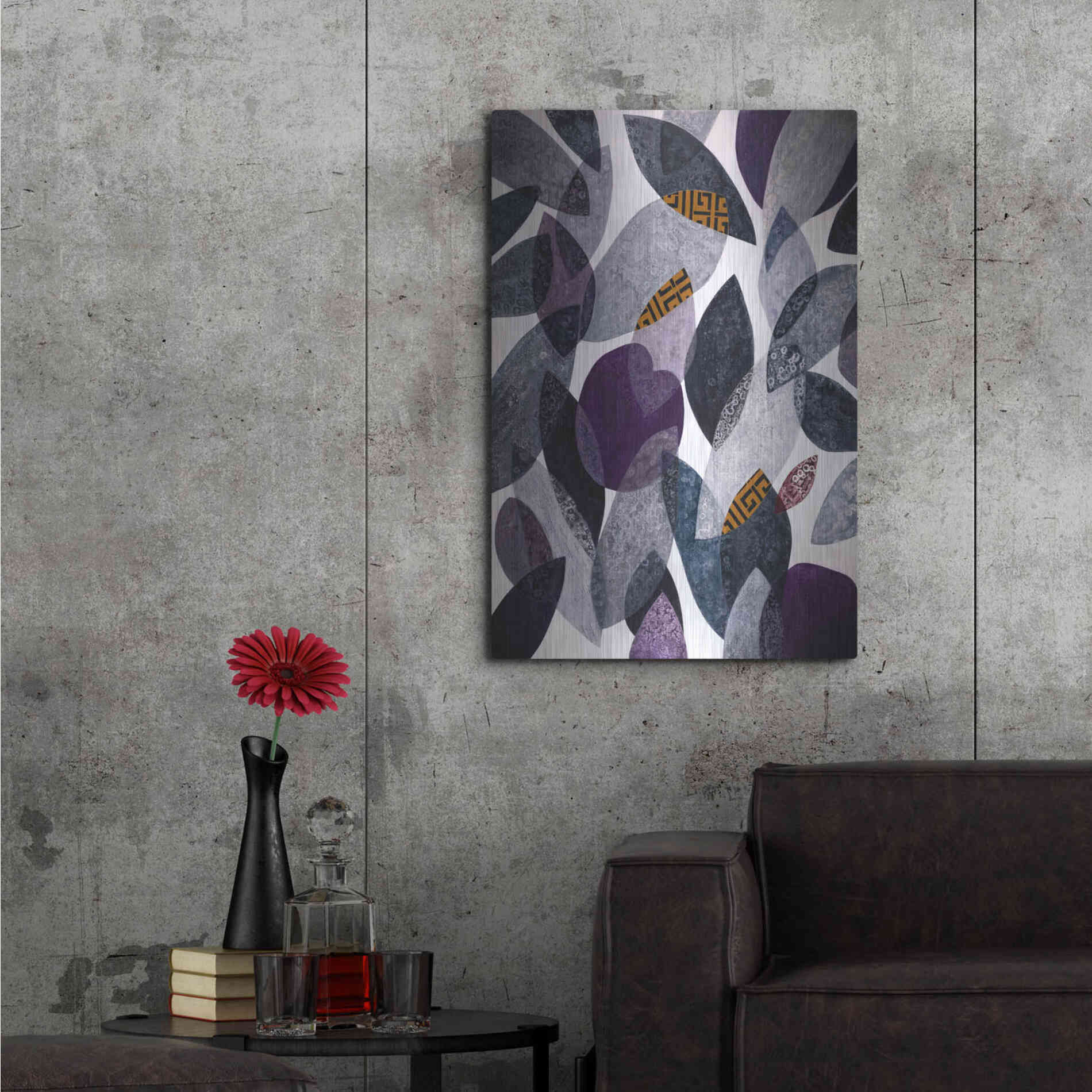 Luxe Metal Art 'Hojas Petreas I' by Daniela Fedele, Metal Wall Art,24x36