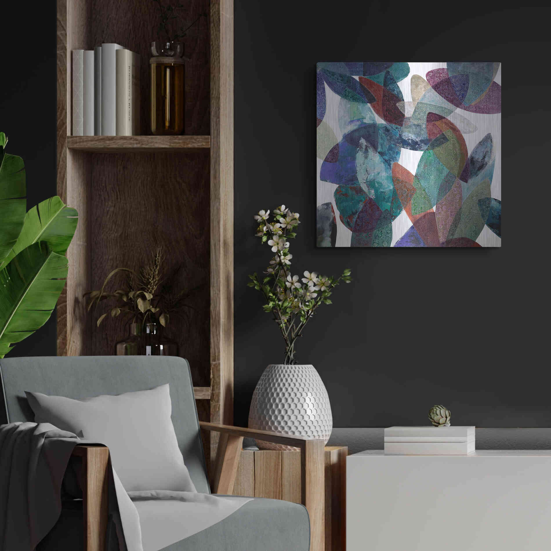 Luxe Metal Art 'Hojas Petreas III' by Daniela Fedele, Metal Wall Art,24x24
