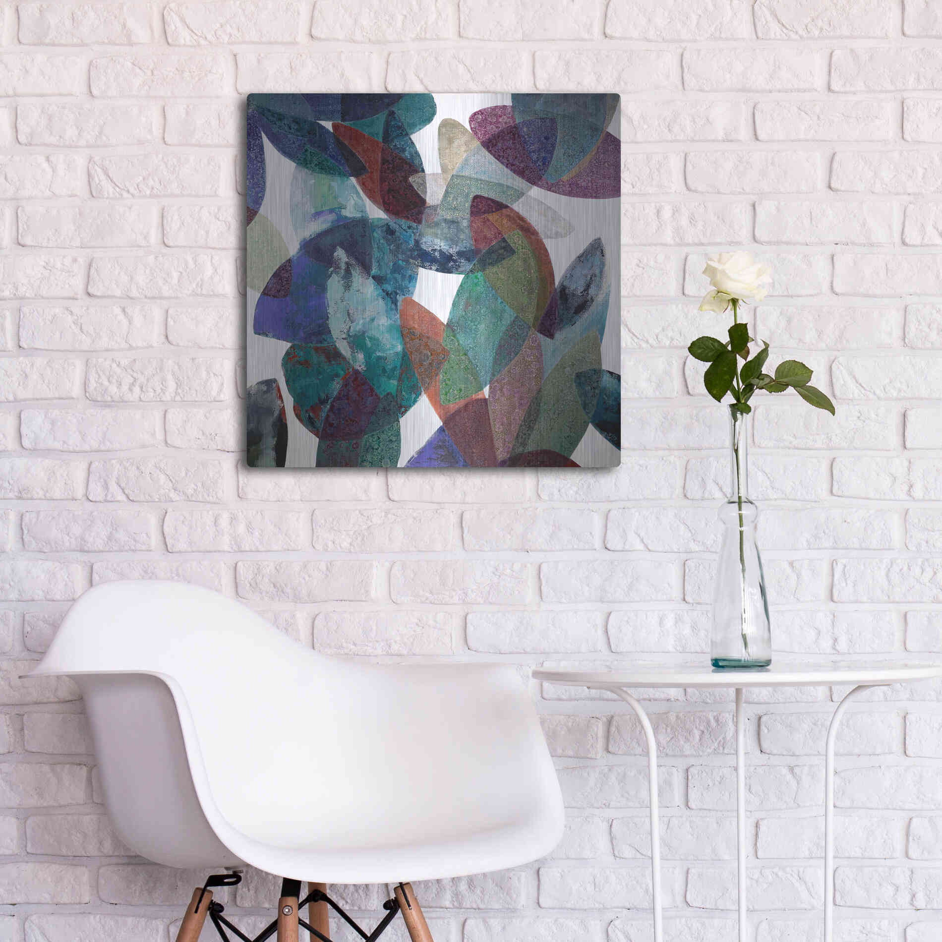 Luxe Metal Art 'Hojas Petreas III' by Daniela Fedele, Metal Wall Art,24x24