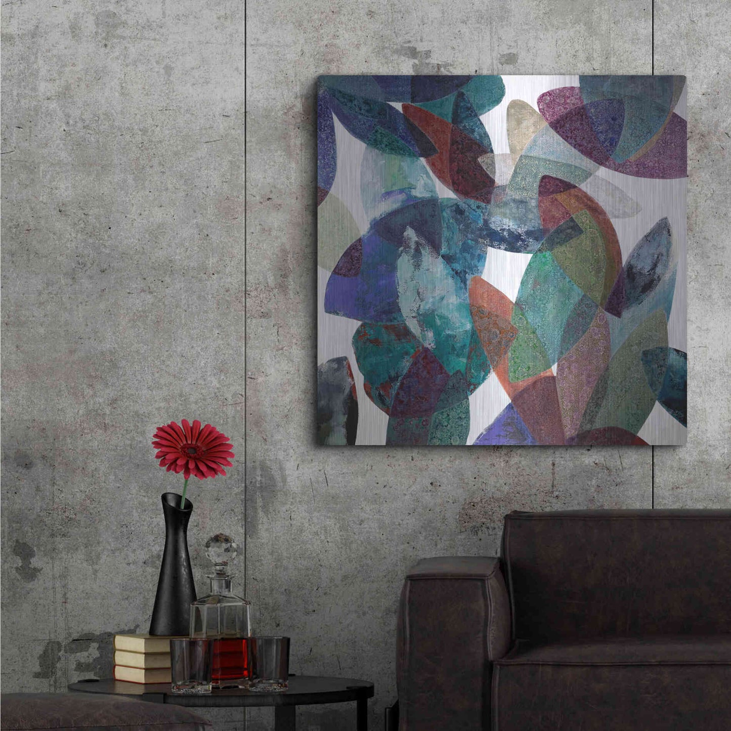 Luxe Metal Art 'Hojas Petreas III' by Daniela Fedele, Metal Wall Art,36x36
