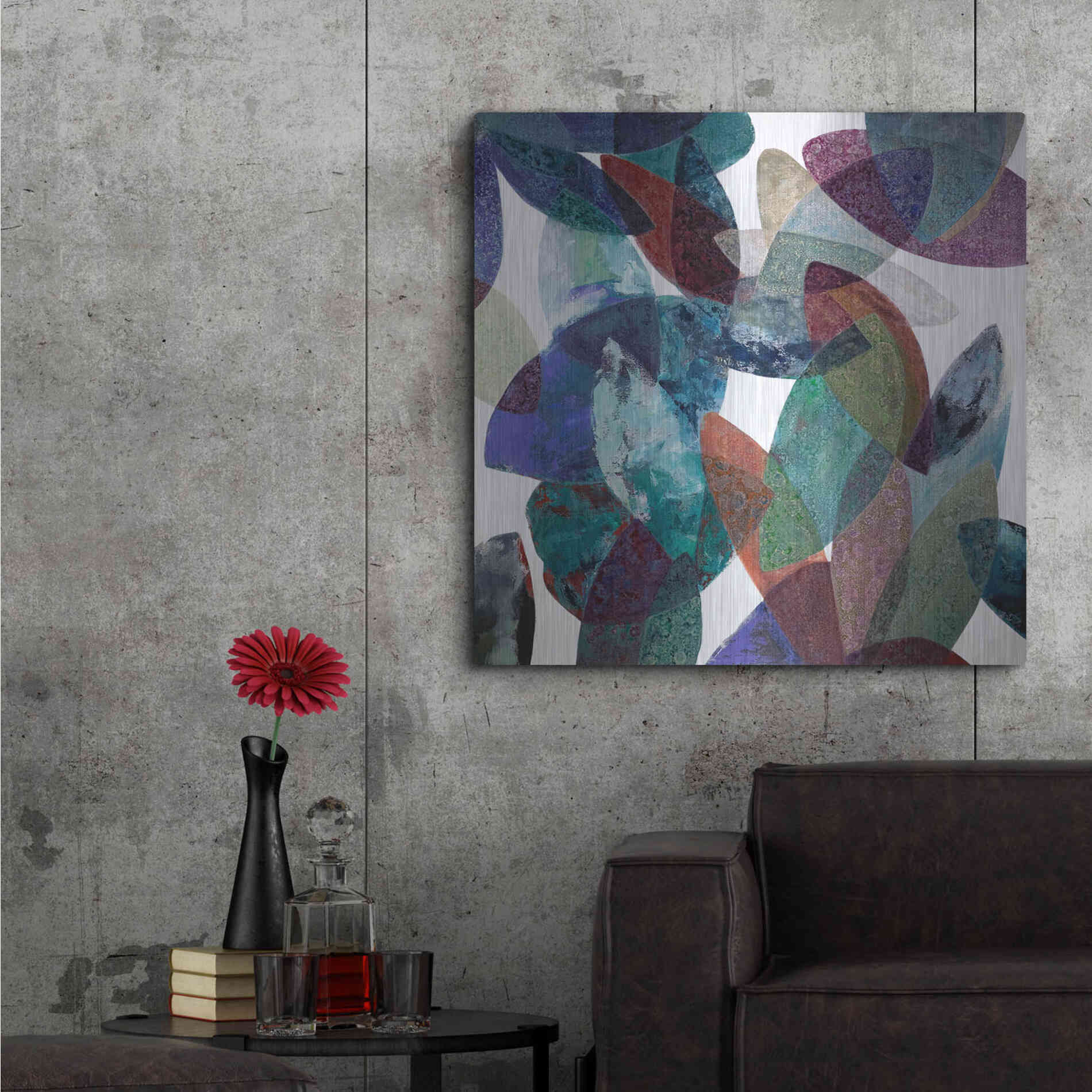 Luxe Metal Art 'Hojas Petreas III' by Daniela Fedele, Metal Wall Art,36x36